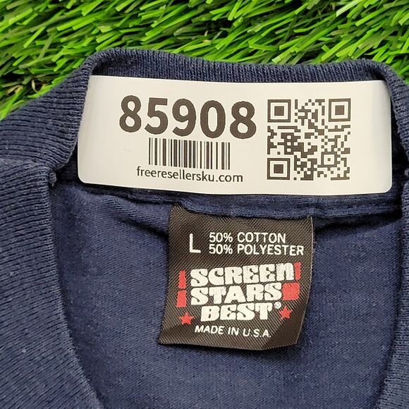 Vintage 90s Screen-Stars Shirt Women M/L 19x26 Navy-Blue USA - Picture 4 of 13